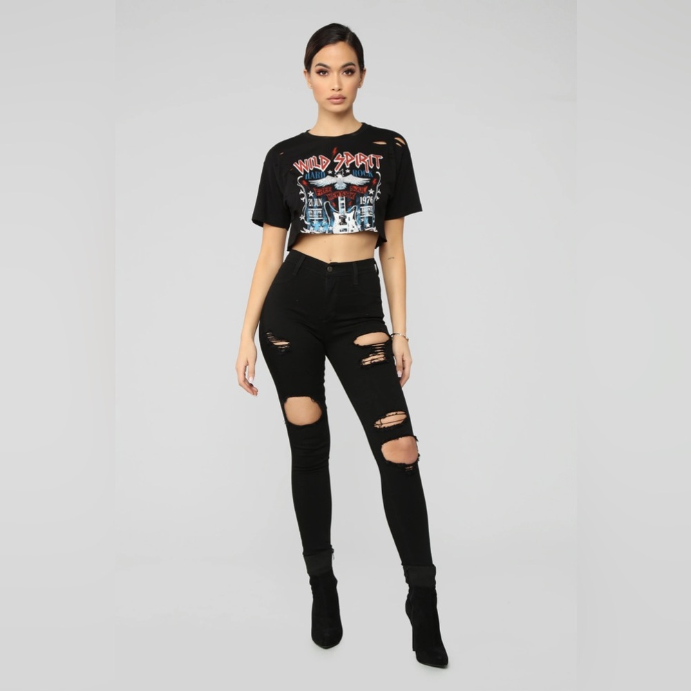 Fashion Nova Black Wild Spirit Crop Top